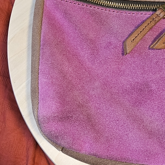 Fossil Erin Canvas & Leather Crossbody Handbag Pink Brown Top Zip - Picture 11 of 13